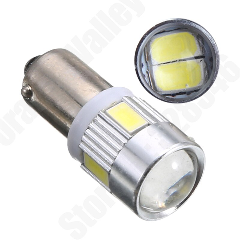1 stk  ba9s t4w h6w led led 5630 6 led sidekilelys intern signallampe  dc 12v hvid