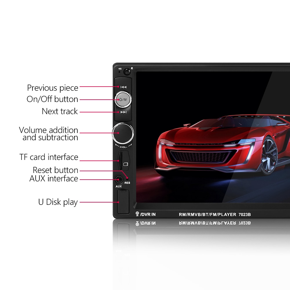 Touch Screen Head Unit 7023B Double 2 DIN Car Radio 7 inch with Mounting Kit for Outdoor Personal Car Parts Decoration