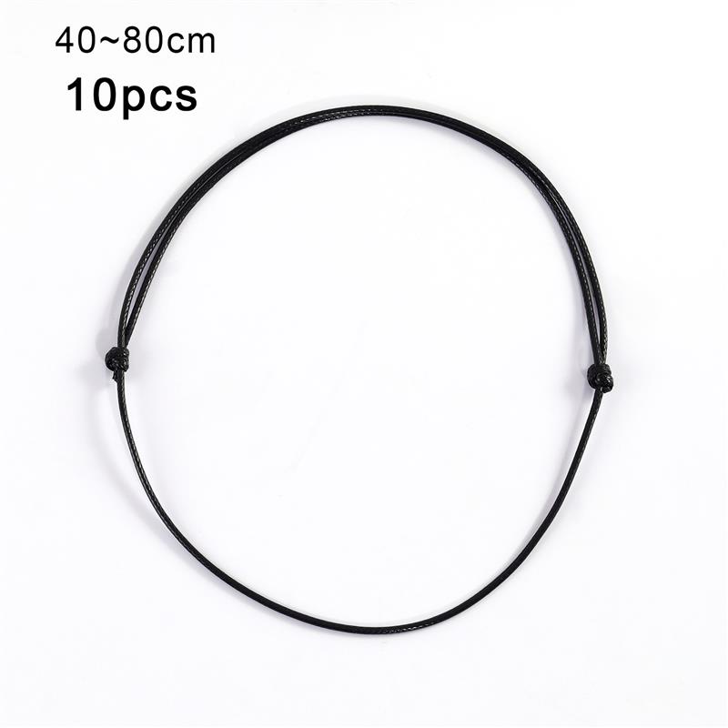 Collar de piel auténtica con nudo deslizante, Gargantilla larga ajustable, color negro, 10/50 piezas: Rodio plateado