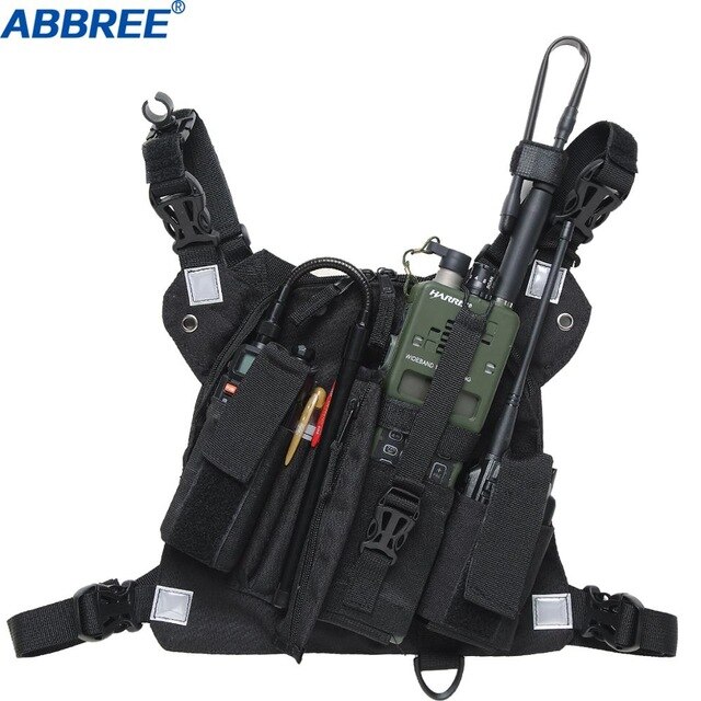ABBREE Radio Harness chest Front Pack Pouch Holster Carry bag for Baofeng UV-5R UV-82 UV-9R BF-888S TYT Motorola Walkie Talkie: PT09