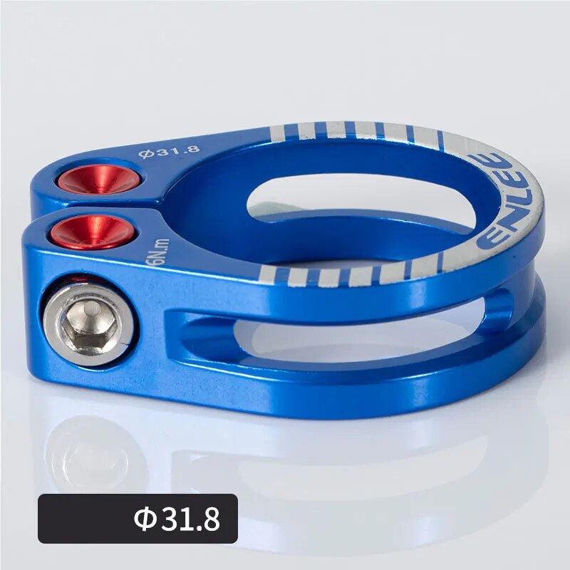 ENLEE-abrazadera para tija de sillín de bicicleta, aleación de aluminio CNC, abrazadera para tija de sillín de ciclismo, piezas de bicicleta de 31,8 MM y 34,9 MM, accesorios para tija de sillín: Rojo
