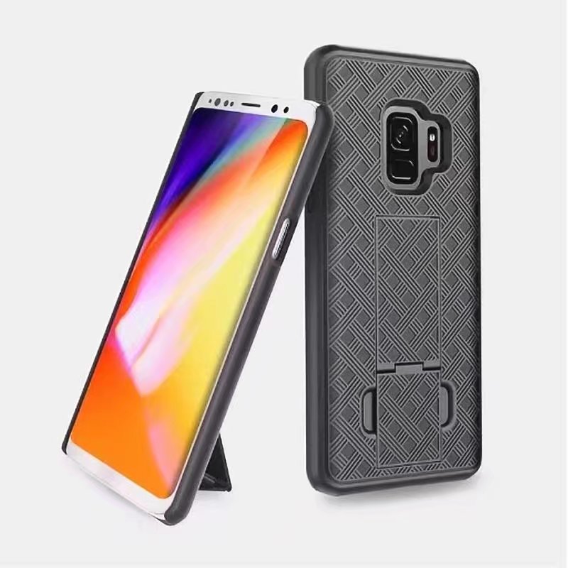 Geweven 2 in 1 Hybrid Hard Shell Holster Combo Case Met Kickstand & Belt Clip Voor samsung galaxy s9/s9 plus