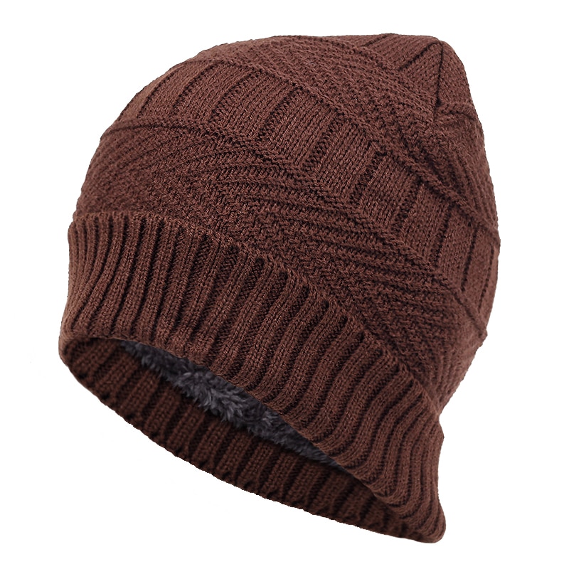 nueva serie monocolor gorro de punto modelos de otoño e invierno más sombreros de terciopelo hip hop gorra fría al aire libre gorras de lana salvaje: Marrón