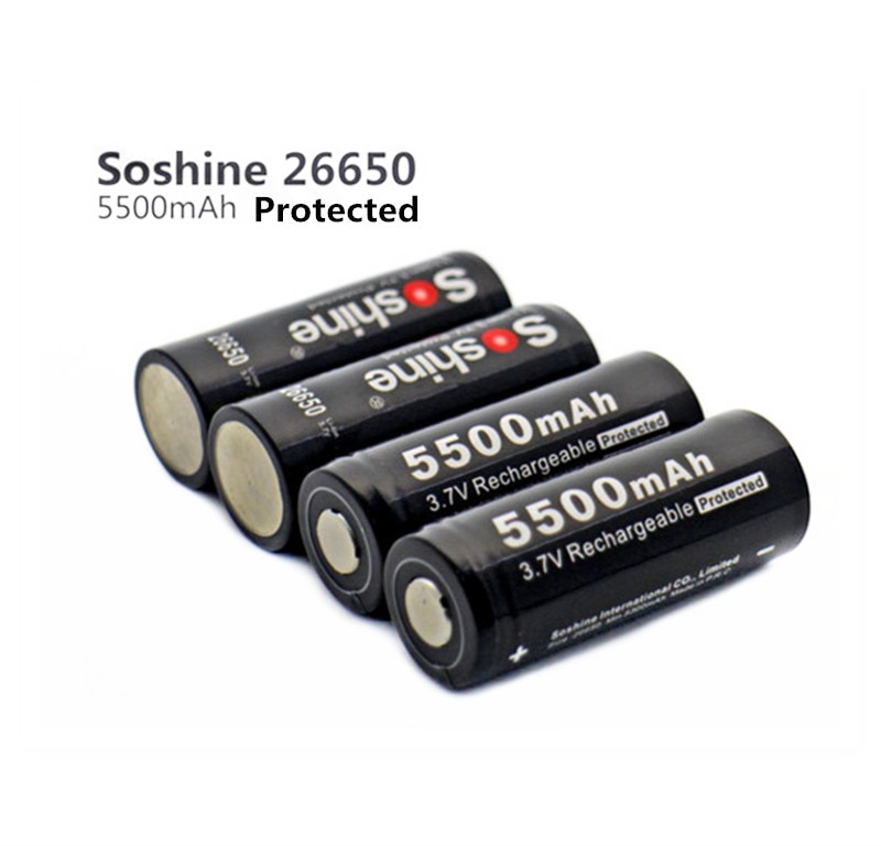 Soshine 3.7 V 5500 mAh 26650 Batterij 26650 Oplaadbare Li-Ion Batterijen Mobiele met Batterij Houder Case