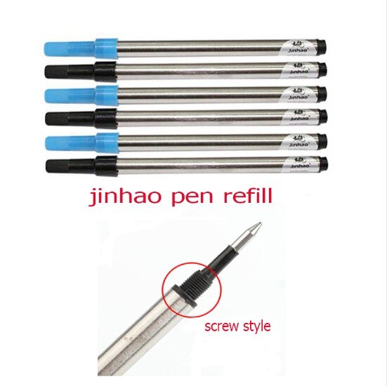 10pc black/blue screw style jinhao Ink Pen Refills for jinhao roller ball pen fluent writing refill accessories