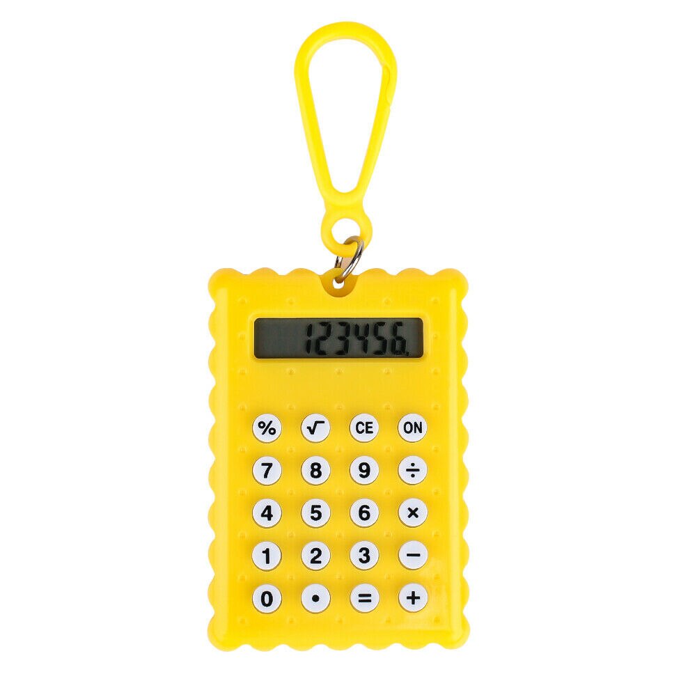 Portable Electronic Calculator Pocket Size 8 Digits Display Mini Ultra-thin Calculator Keychain Calculators Office School Supply: Yellow