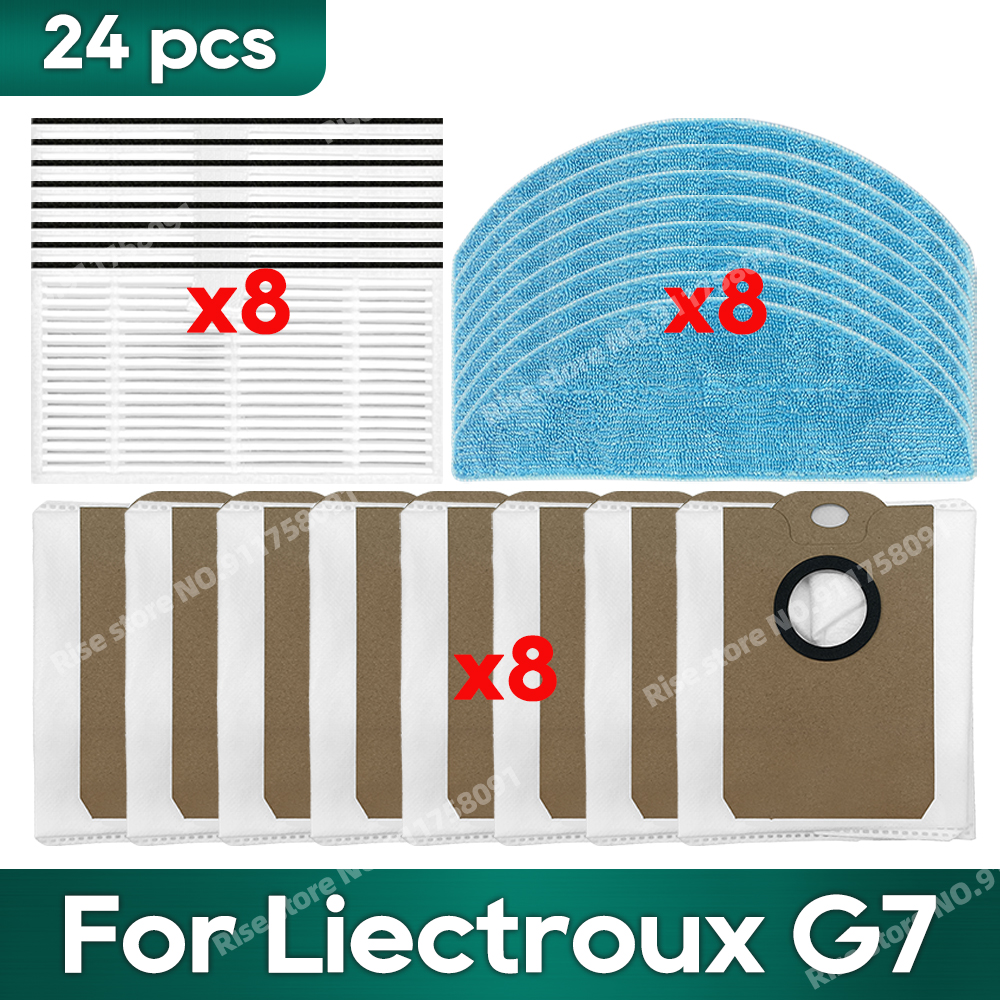 Accesorios compatibles con LIECTROUX G7, filtro Hepa, bolsa de polvo, piezas de repuesto, paño para mopa: Verde claro