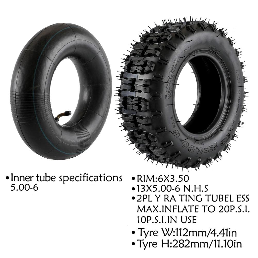 13x5.00-6 Front Knobby Tire + Tube 13x5-6" for Mobility Go Kart Razor Scooter