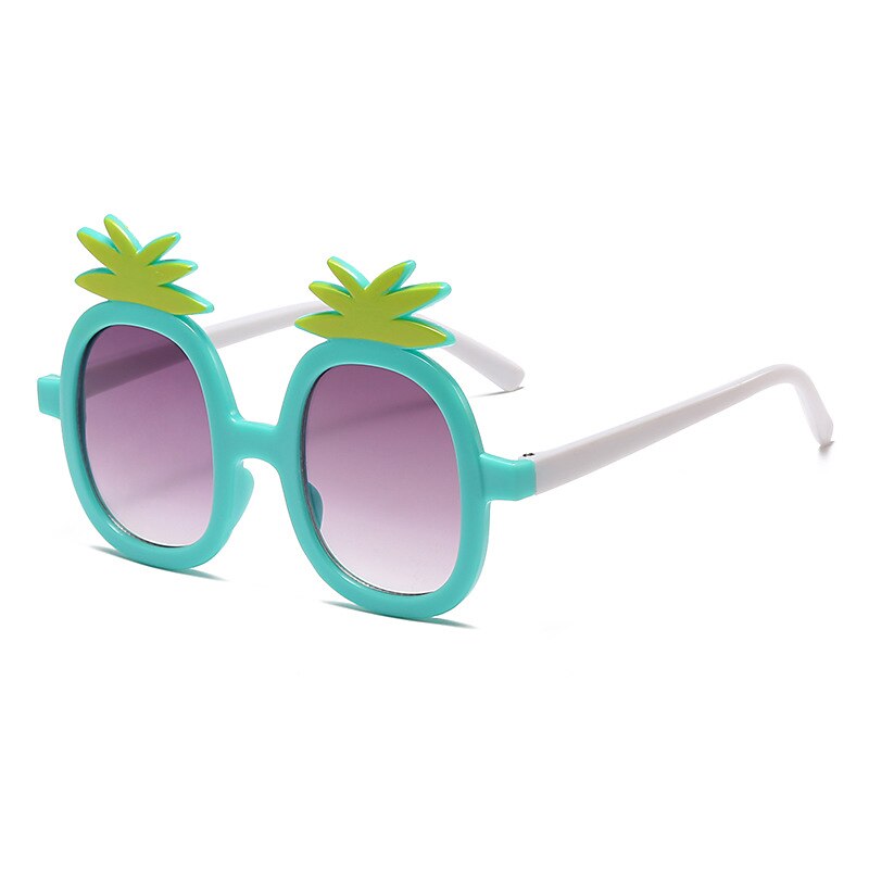 Lunettes de soleil rondes pour enfants, mignonnes, pour bébés garçons et filles, à la , Vintage, dessin animé, ananas, Protection UV, classiques: green
