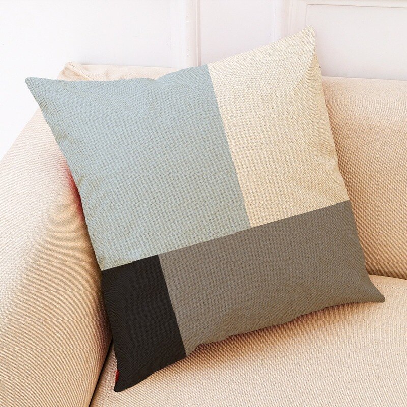 45x45, fundas de almohada con estampado geométrico azul, Triangular, estilo mediterráneo, cojines: H
