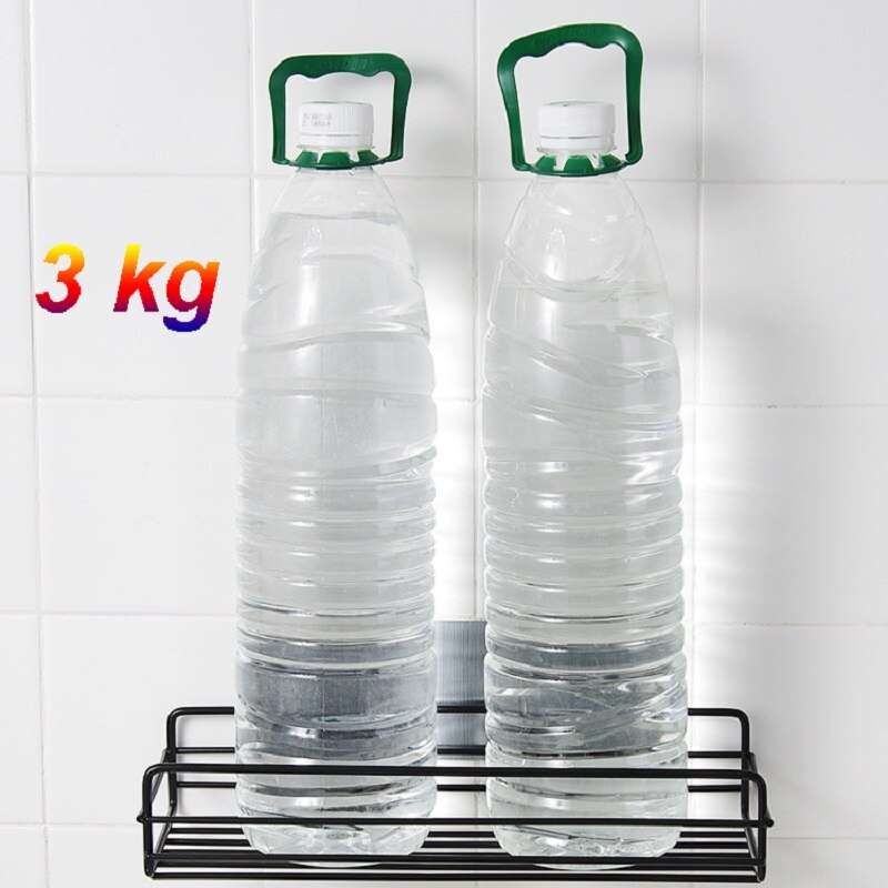 Repisas de hierro para almacenaje de baño, estantería de ducha sin perforación montada en la pared, cesta de succión de almacenamiento, color blanco y negro