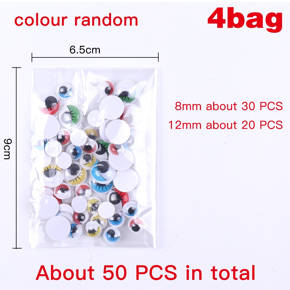 Children's Handmade DIY Materials Include Self-adhesive Googly Eyes Poms Kids Craft: 200colorful eyes mix