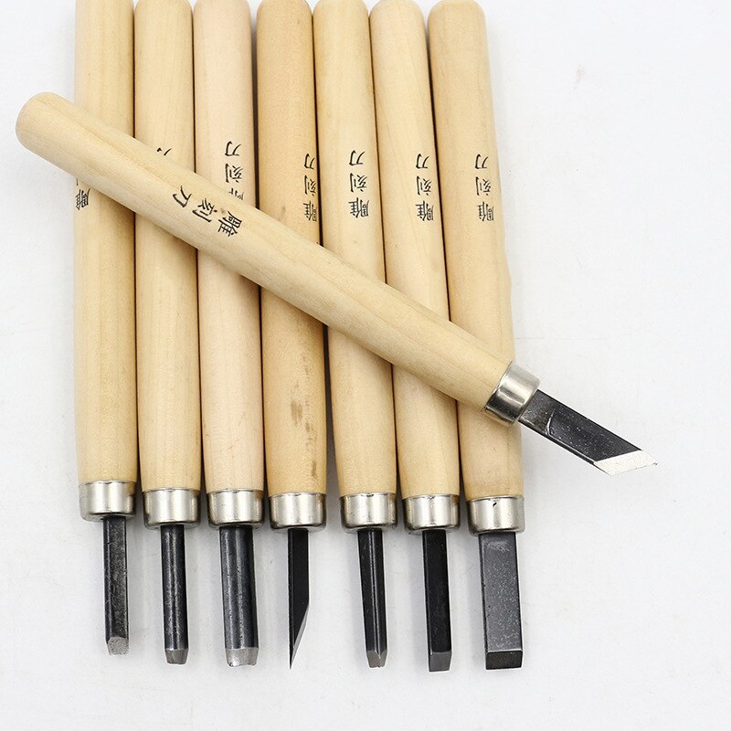 Wood Handmade Carver Chisel Hand Tools Accessaries Rubber Carving Knife Set For Woodworkers Gouges DIY