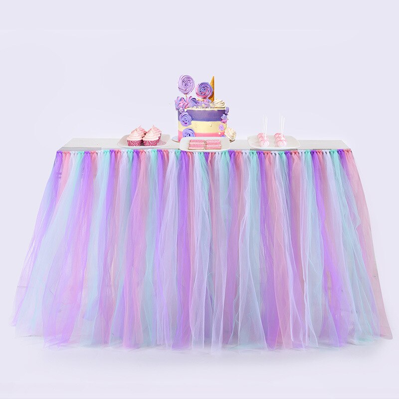 Färgglad bordskjol tyll duk för bröllop festival fest dekoration baby shower fest bord sockel hem textil: Stil 15