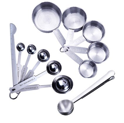 Measuring Cups And Measuring Spoon Premium Stackable Kitchen Measuring Spoon Set Stainless Steel Measuring Cups and Spoons SetWF: F