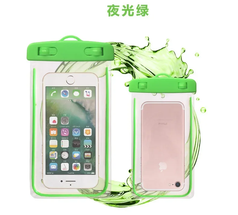Summer Luminous Waterproof Pouch Swimming Gadget Beach Dry Bag Phone Case Cover Camping Skiing Holder For Cell Phone 3.5-6.5Inch: PURPLE