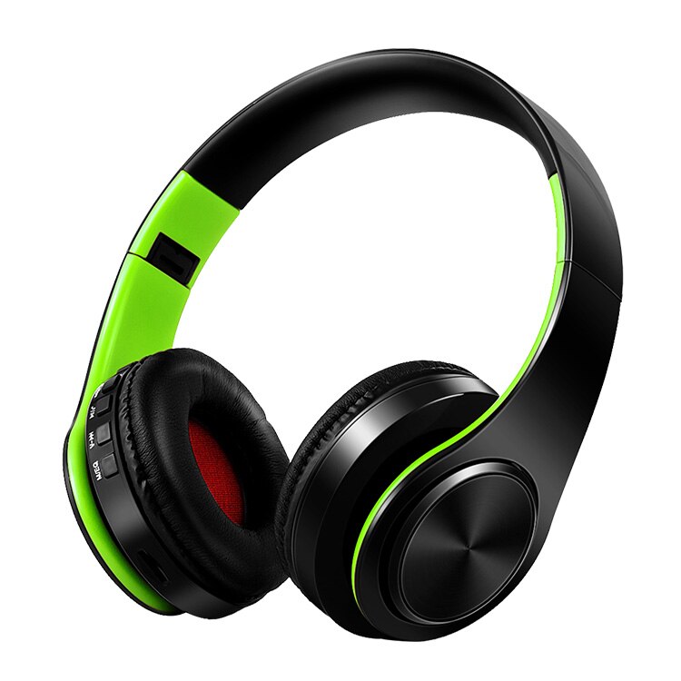 stereo headset bluetooth earphone headphone wireless bluetooth handfree universal for all phone for iphone with microphone: Black green