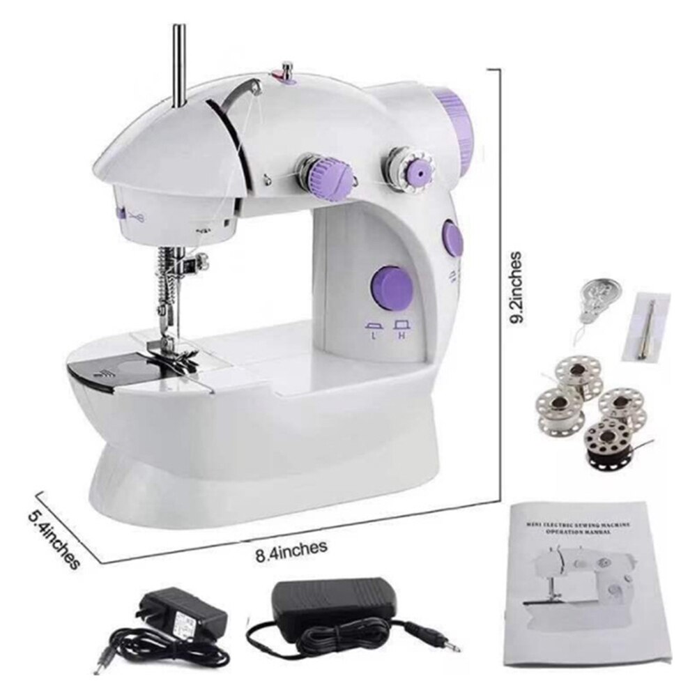 Household Mini Sewing Machine Portable Multifunction Night Light Hand Table Two Thread Foot Pedal Electric Sewing Machine Kits