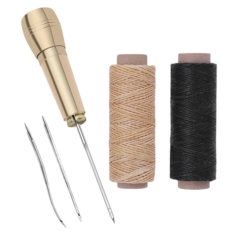 LMDZ Leather Sewing Awl Thread Kit Sewing Tool Stitcher Leather Tool Punch Hole Tools Stitcher Leather Hand Stitching Tool Sets: 6Pcs Set