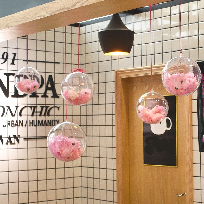4-16cm Transparent Plastic Fillable Baubles Hollow Round Ball Eternal Flower Ball Wedding Valentine Christmas Decoration
