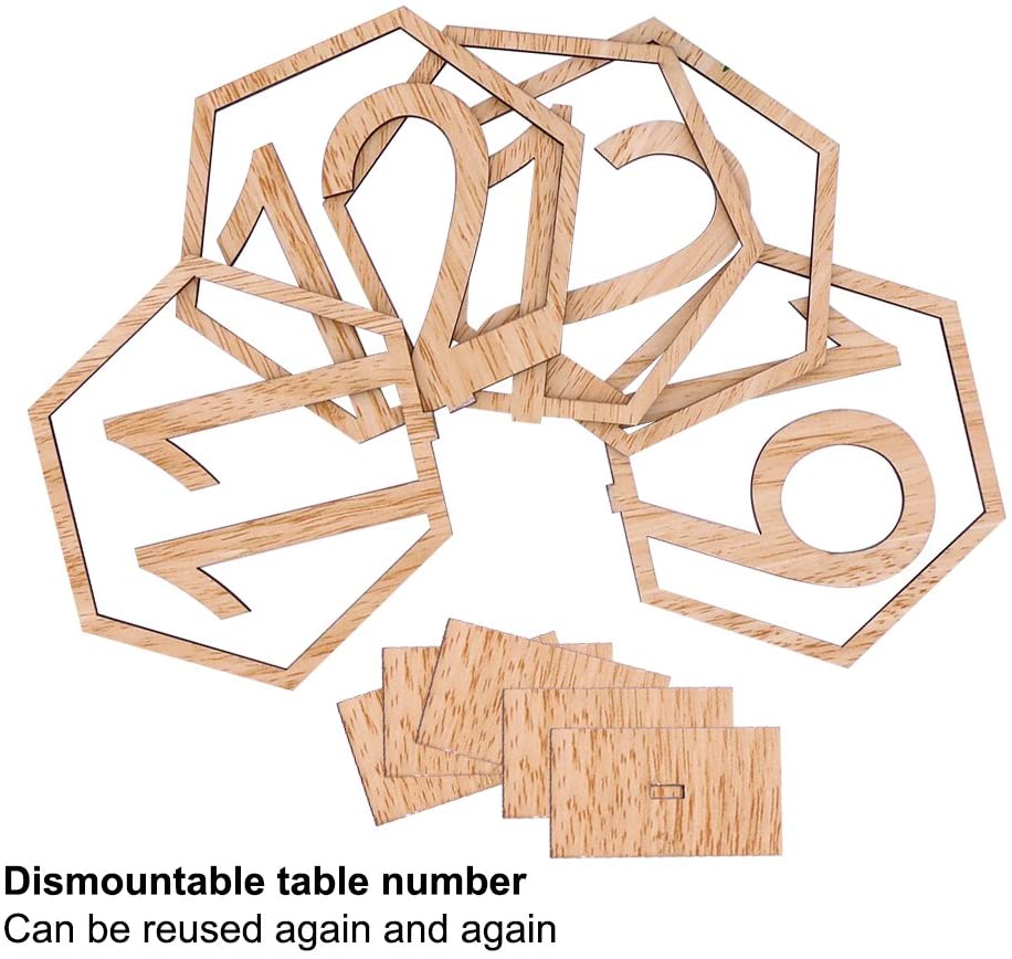 Wooden Table Number 1-20 Wedding Wood Table Numbers Hexagon Geometric Reception Stands Decor for Wedding Birthday Party Events