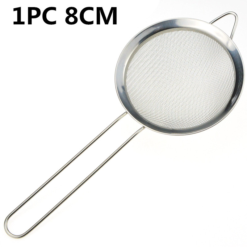 Stainless Steel Fine Wire Colander Long Handle Kitchen Flour Mesh Sieve Sturdy Oil Strainer Sifter: 8CM