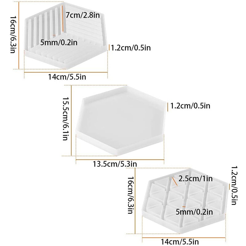 3 sztuk sześciokątne forma silikonowa robić żywicy dla podstawki, dekoracja na biurko, dekoracja domu, żywica epoksydowa formy żywiczne