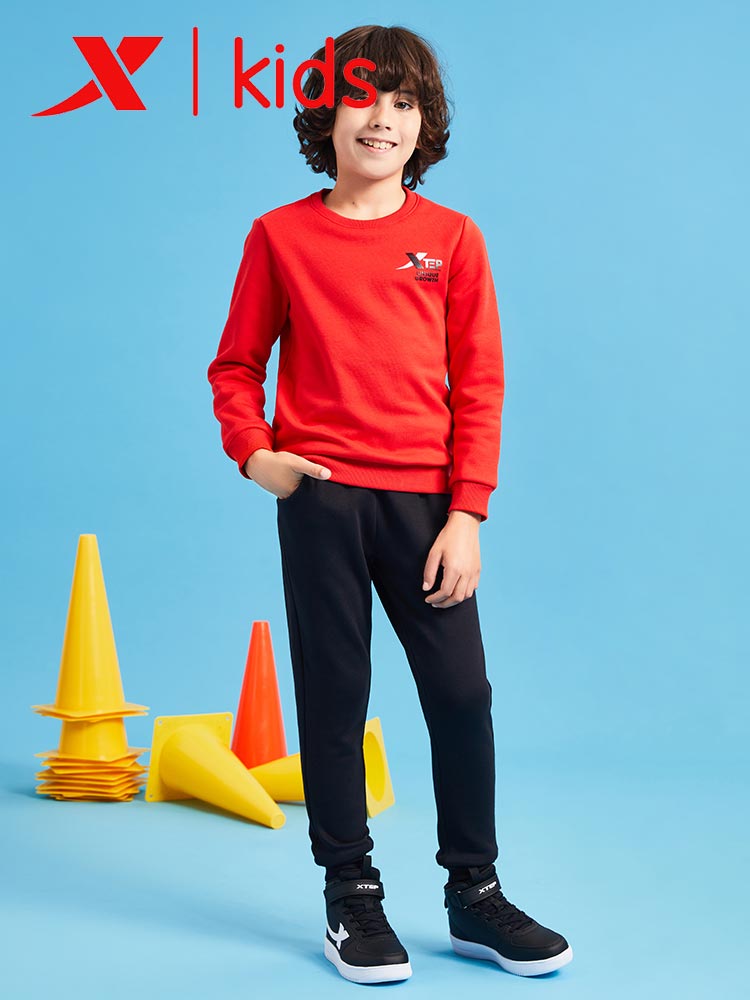Xtep Kids Sweatshirt - Boys Girls Casual Pullover - Long Sleeve Loose Fit - Breathable