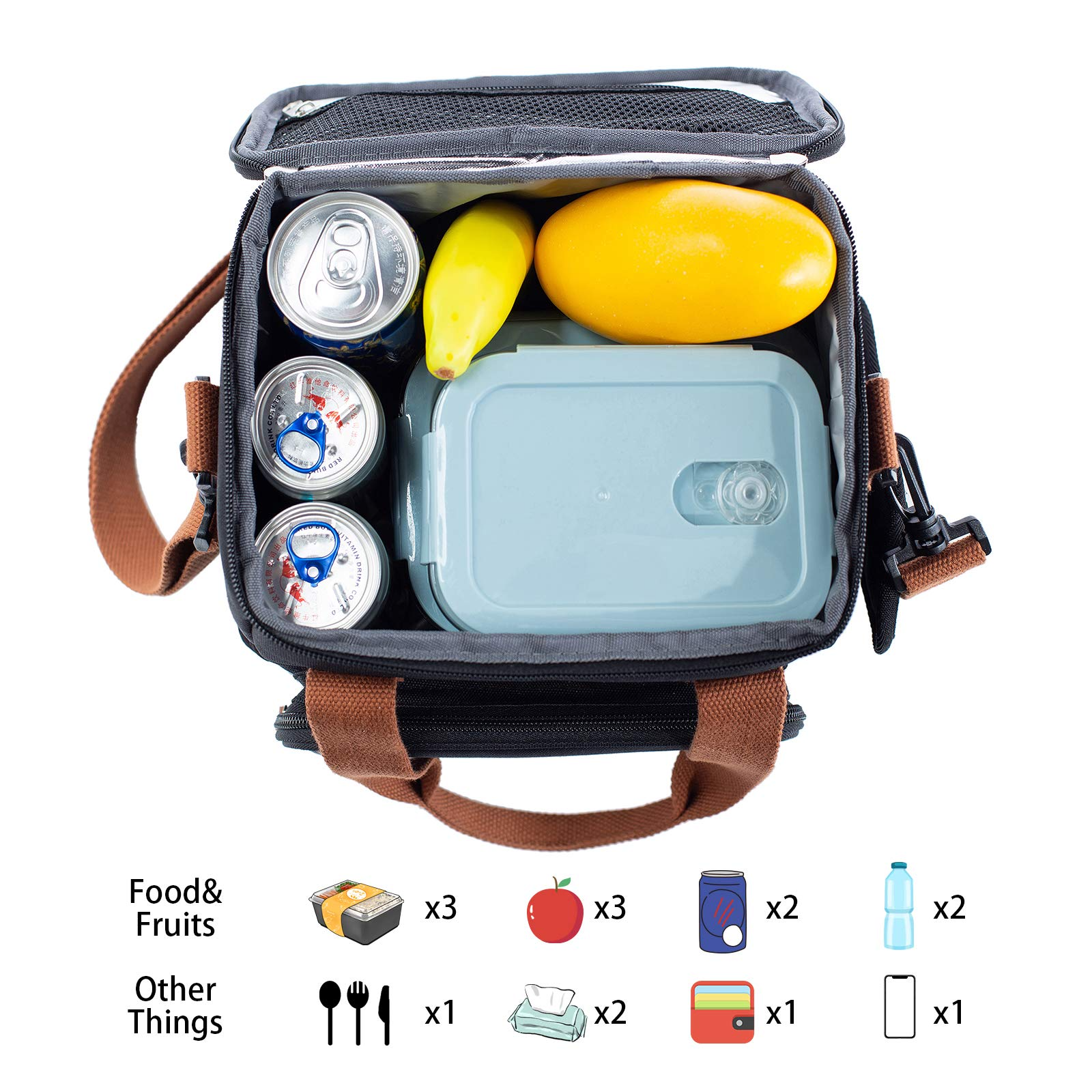 Large Tote Insulated Lunch Bag for Women Men Reusable Picnic Cooler Bags with Adjustable Shoulder Strap