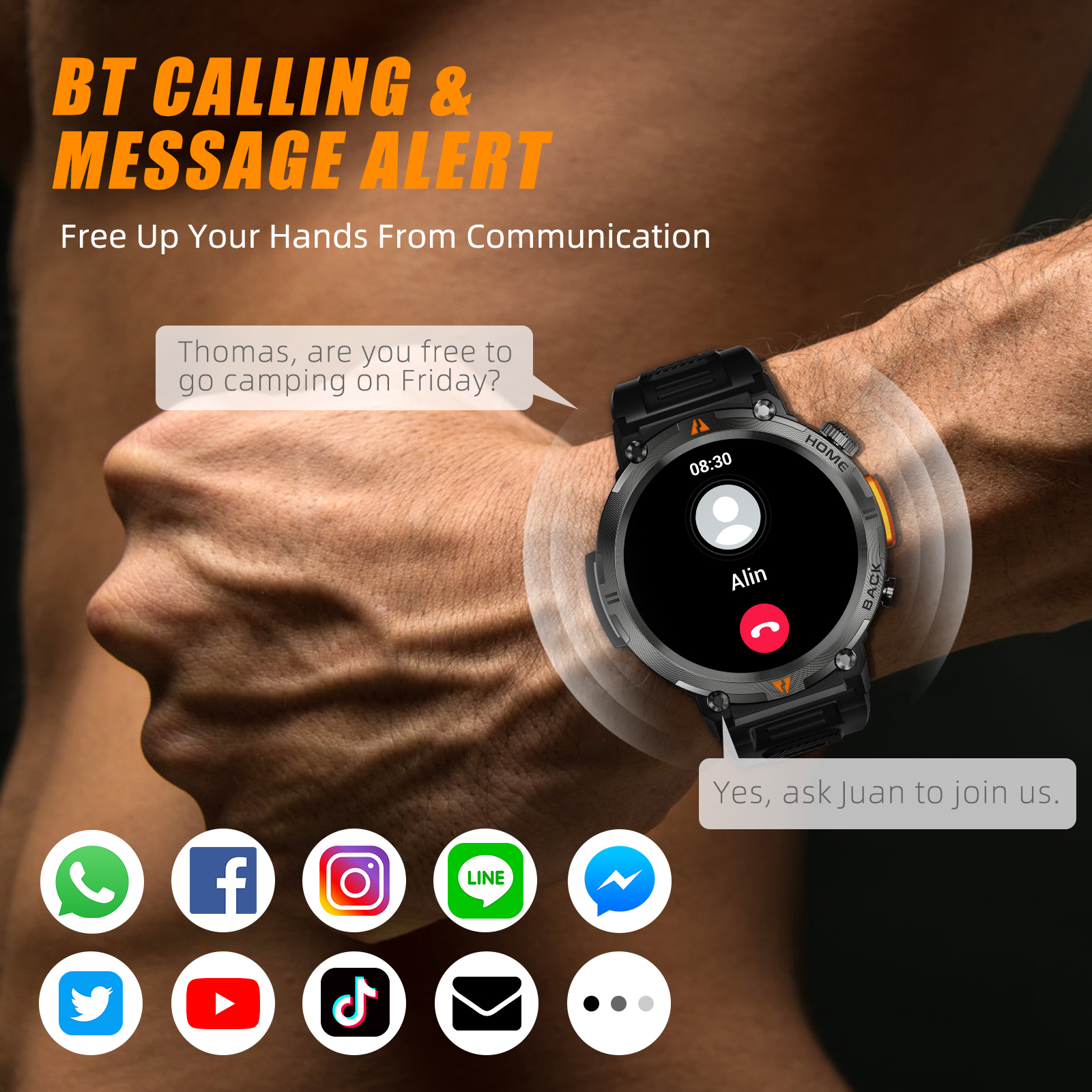Eigiis Clever Uhr ke3 3atm wasserdicht Original und echte Männer Bluetooth Anruf die Gesundheit Monitor mit Taschenlampe Fabrik direkt