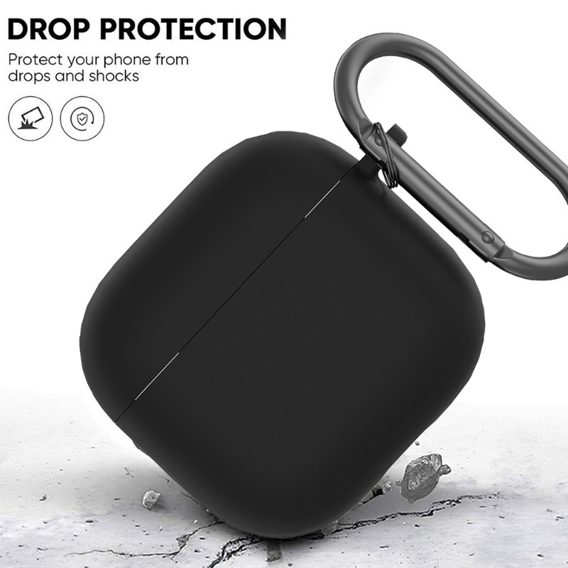 Protège-écouteurs AirPods 4, étui de charge, rangement de protection en caoutchouc souple avec porte-clés, coque anti-rayures