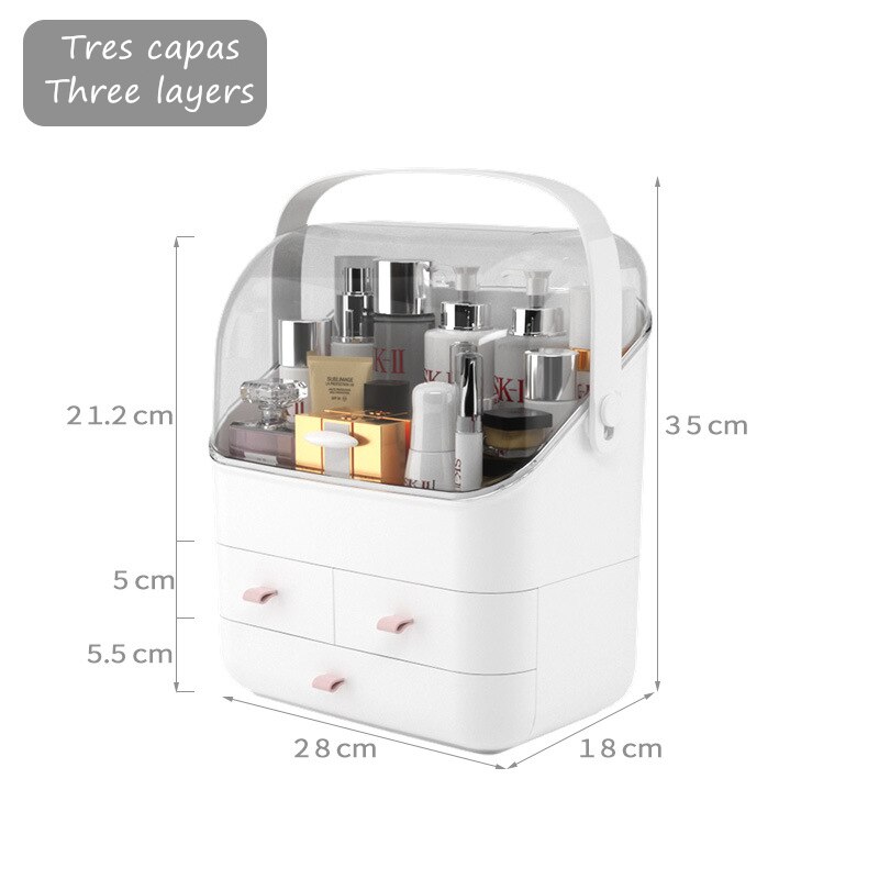 Box Make-Up Organizer Voor Cosmetica Grote Capaciteit Met Deksel Houder Sieraden Waterdicht En Stofdicht Yoro: Three-cover