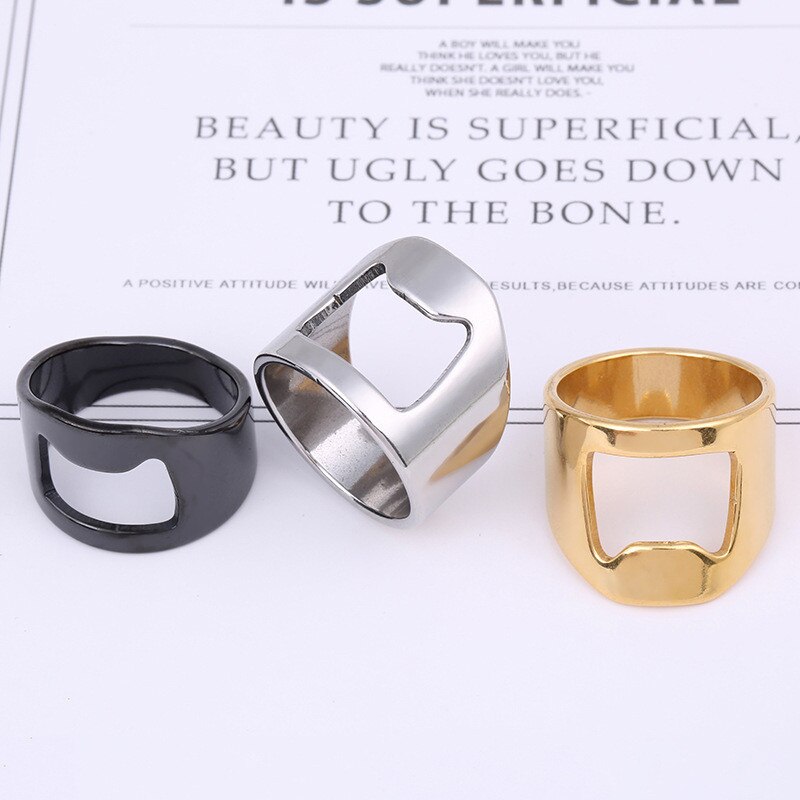 Rvs Bier Openers Vinger Ring Voor Man Ring-Vorm Bier Flesopener Ringen Bar Gereedschap Cool Ringen mannen