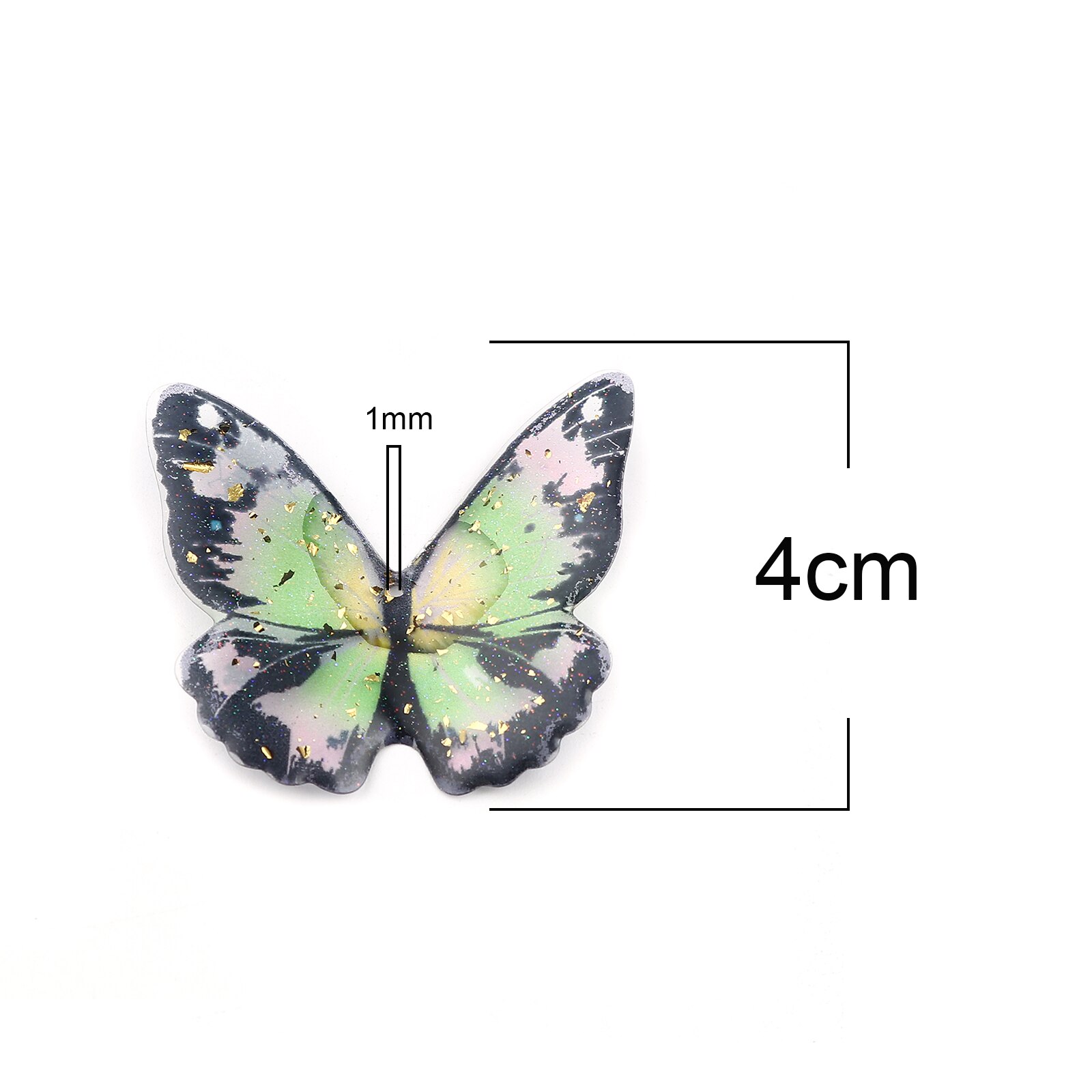 3/5PCs fascini del pendente della serie della farfalla dell'insetto della resina per la fabbricazione di gioielli foglia d'oro farfalla animale blu viola stagnola 23mm x 22mm: 5PCs-4