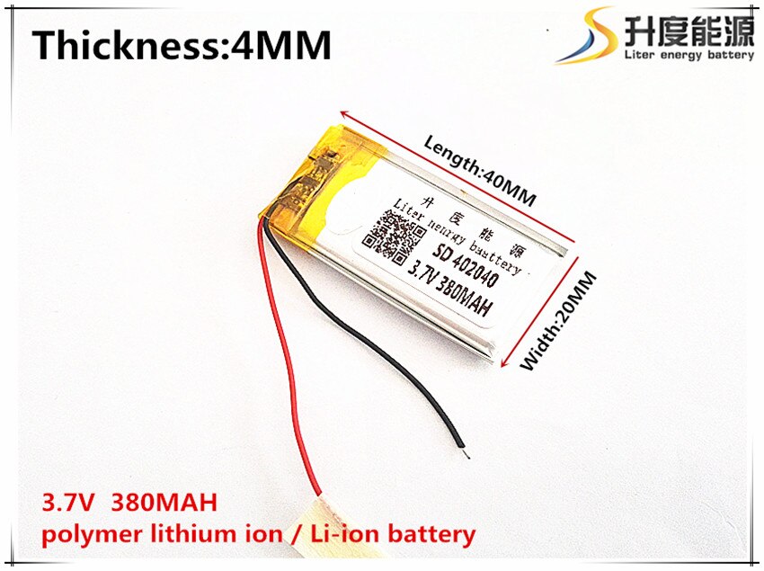 3.7V 380mAh 402040 Lithium Polymer Li-Po li ion Rechargeable Battery cells For Mp3 MP4 MP5 GPS PSP mobile bluetooth