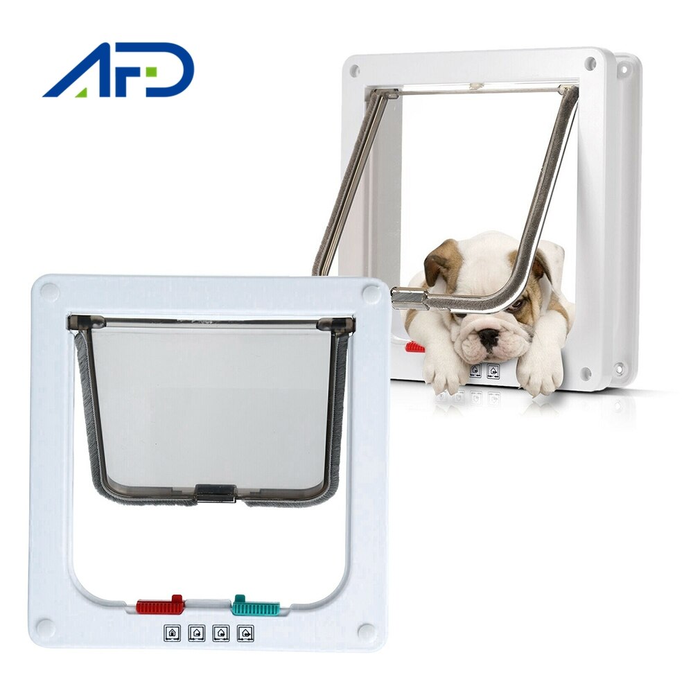 Dog Cat Pet Flap Door with 4 Way Lock Window Safety Flap Gates Anti Escape Safety Gate Cat Flap Door for Small Pet Cats Dogs