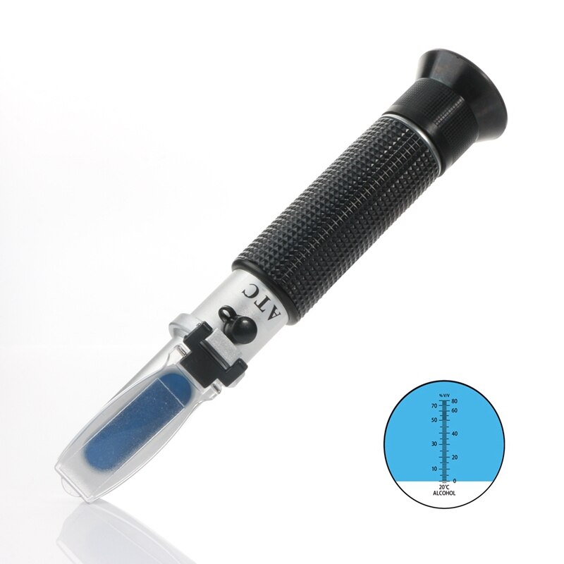 Portable Refractometer For Liquor Alcohol Content Meter 0-80% V/V ATC Durable Alcohol Concentration Refractometers Retail Box