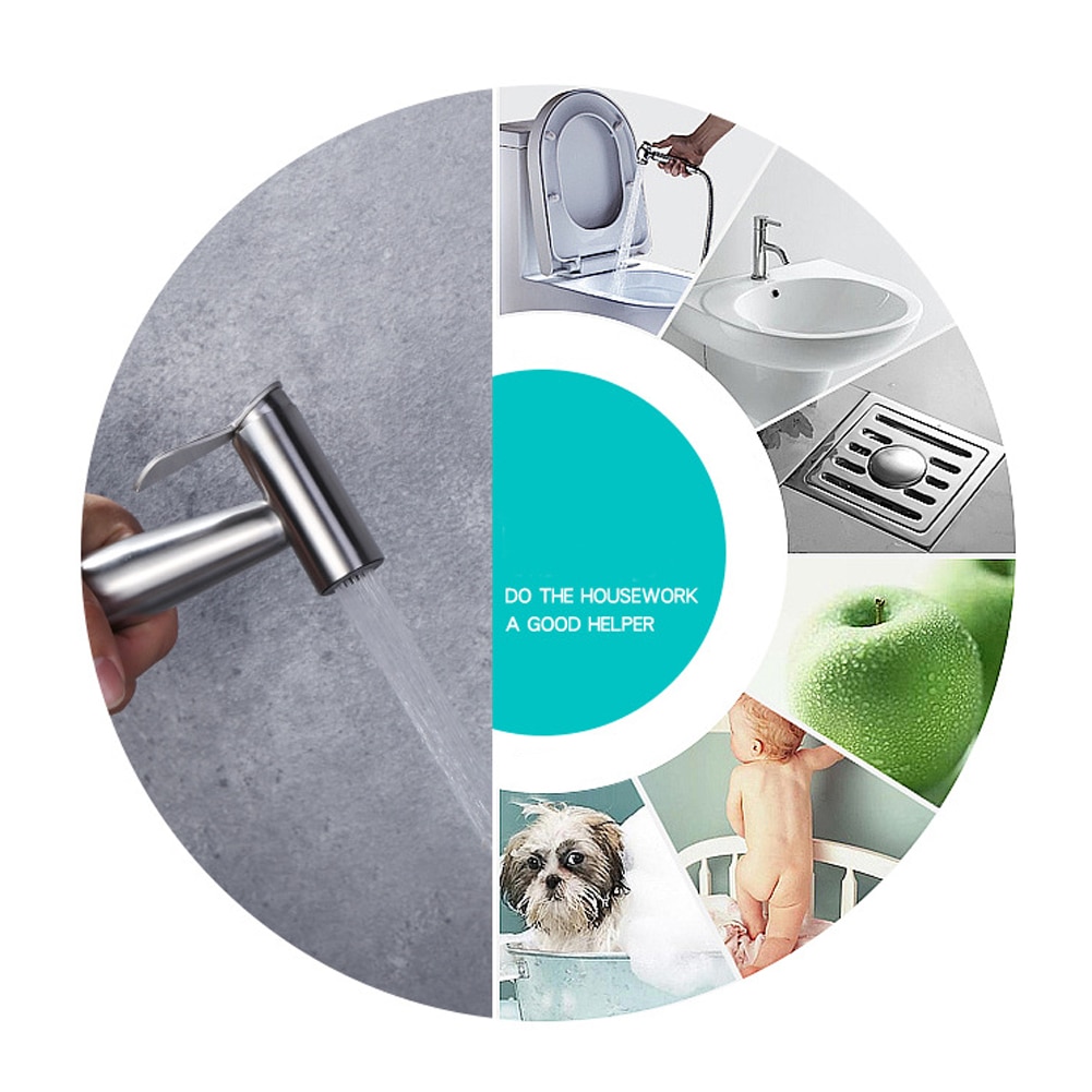 Handheld Bidet Spray Shower Set Wall Bracket Toilet Sprayer Douche kit Bidet Faucet Brushed For Hardware Supplies
