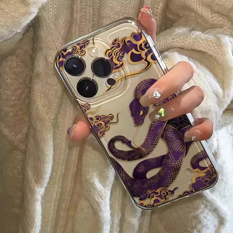 Purple Snake Phone Cases For iPhone 16 15 14 13 12 11 Pro Max XR 8 7 Plus 13 12 Mini Soft Transparent Cover