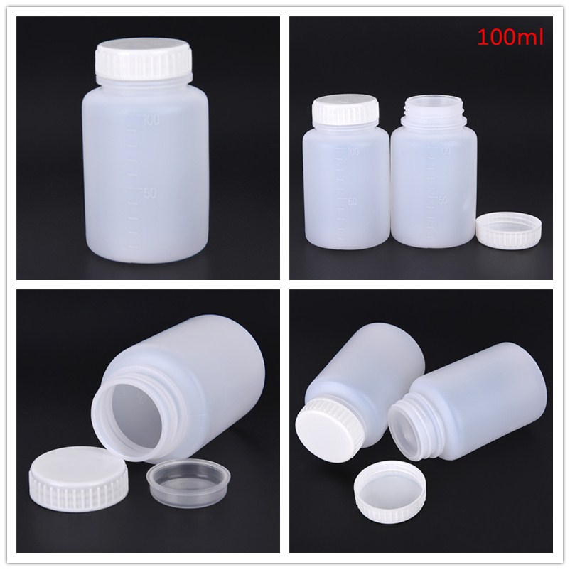 2 Pcs 100Ml Clear Plastic Cilindervormige Chemische Opslag Reagensfles