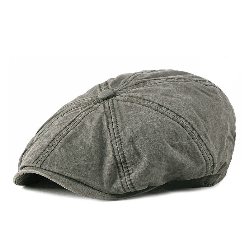 [AETRENDS] de Denim de algodón octogonal sombreros para hombres de Ivy Gatsby taxista conducción sombrero gorra Z-6833: Army Green