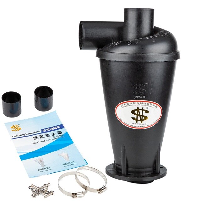Cycloon Stofzuiger Filter Industriële & Huishoudelijke Zakloze Cyclone Dust Collector Met Flens: BLACK