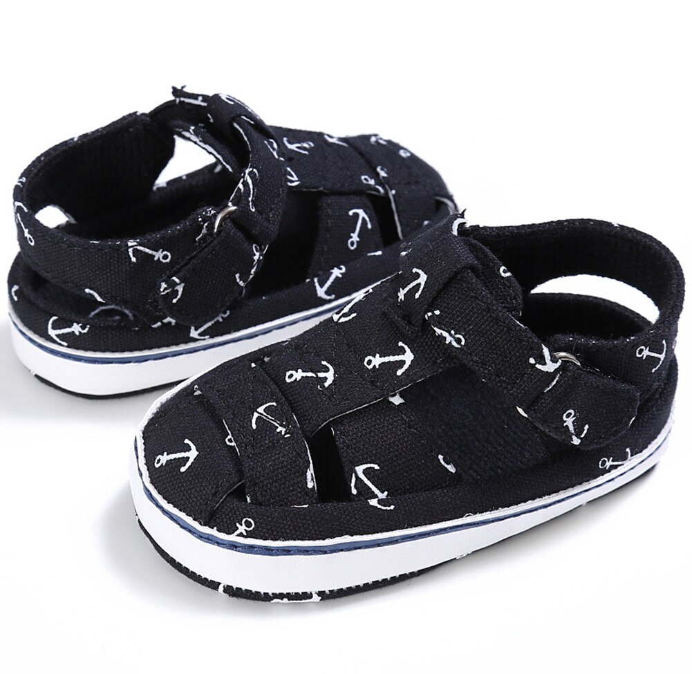 Imcut baby børn pige dreng blød sål krybbe sandaler toddler nyfødte sneakers sko: Sort / 13-18 måneder