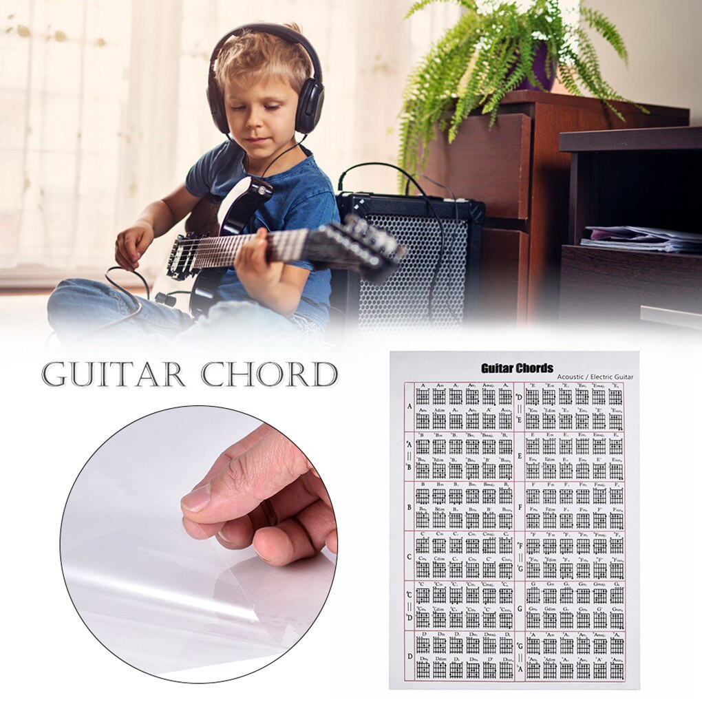 Guitar Chord Chart Classical/Folk Music Learning Aid Poster Reference Tabs Chart Cheatsheets