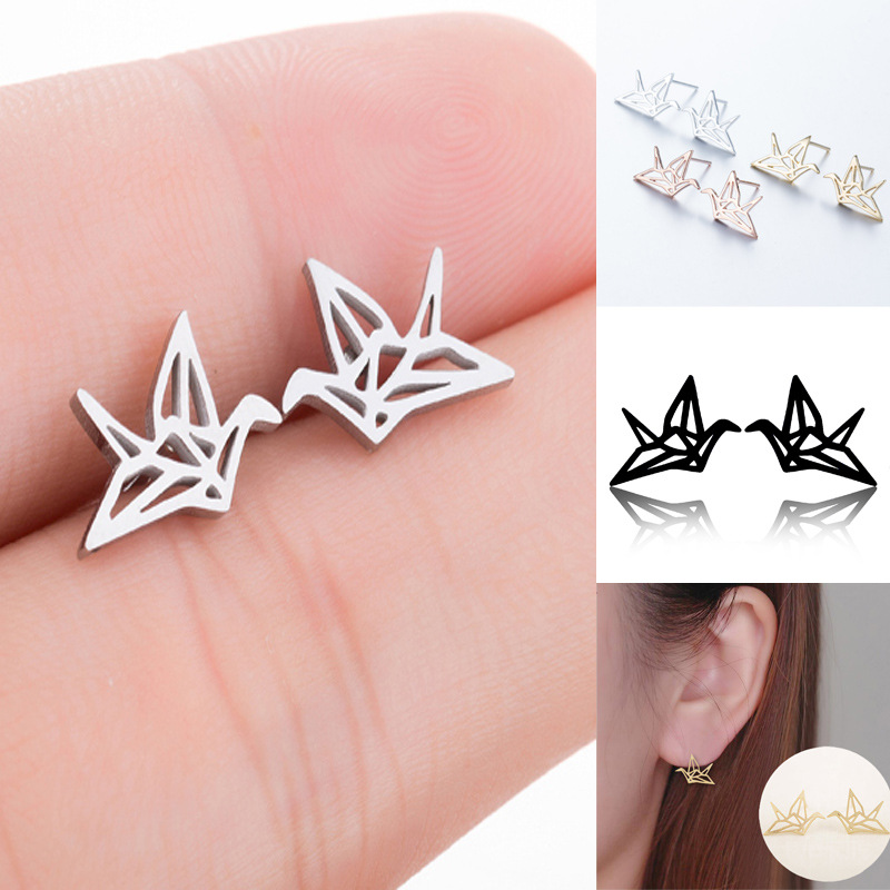 Smykker vill origami trane øredobber for kvinner vintage søte dyr fugl øredobber anheng