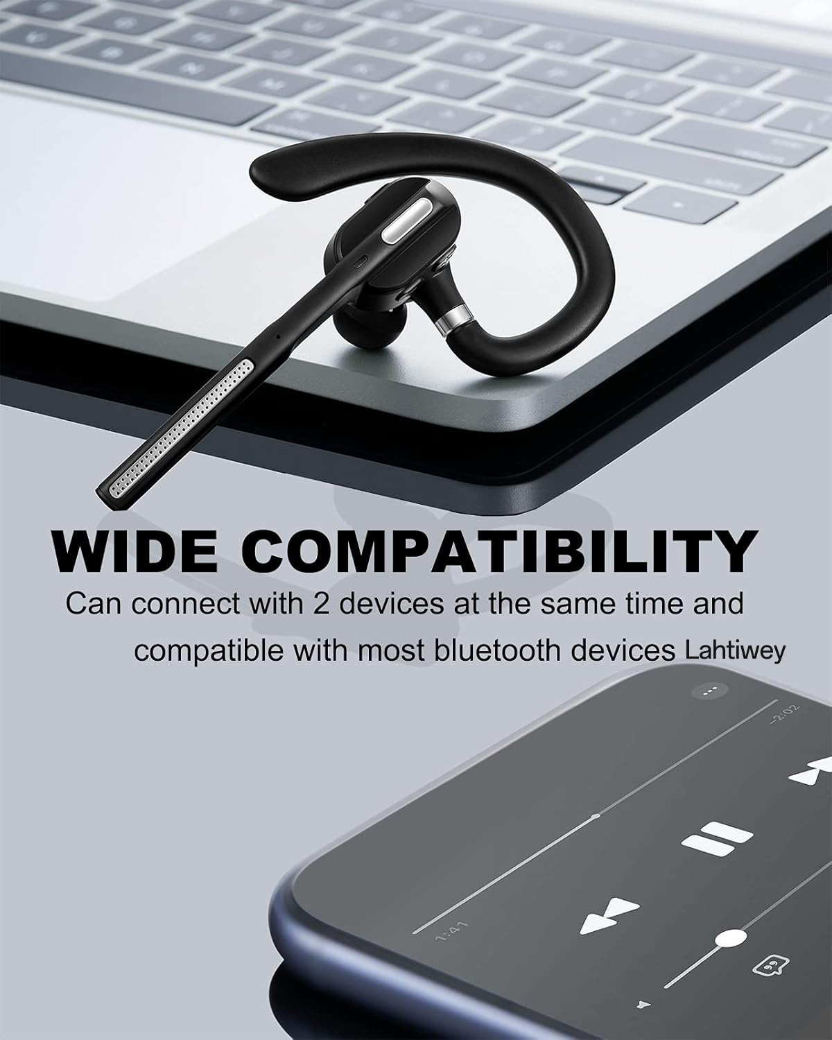 Business Bluetooth Earpiece Wireless Handsfree Headset 36 Hrs Driving Headset with Noise Cancelling Mic Headset for Truck Driver