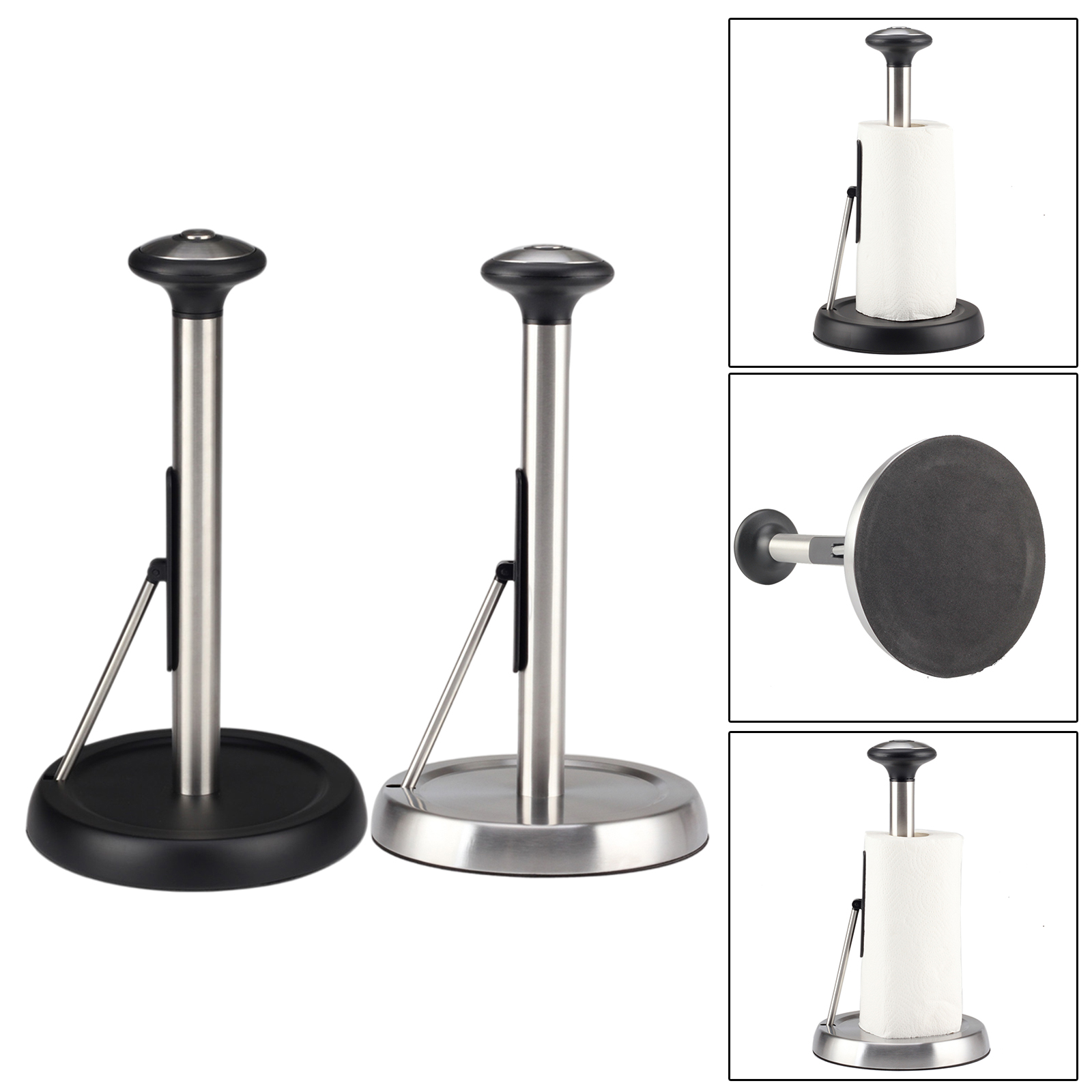 Paper Towel Holder Dispenser Standing Stainless Steel Adjustable for Kitchen