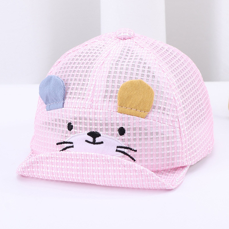 Cute Bear Baby Baseball Cap Summer Spring Cartoon Animal Soft Brim Adjustable Cotton Baby Hat Outdoor Children&#39;s Cap