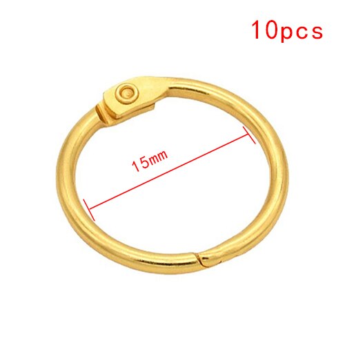 5-10Pcs/Set Gold Metal Ring Binder 15-50mm DIY Loose-leaf Book Hoops Opening Office Binding Supplie Photo Albums: 15MM