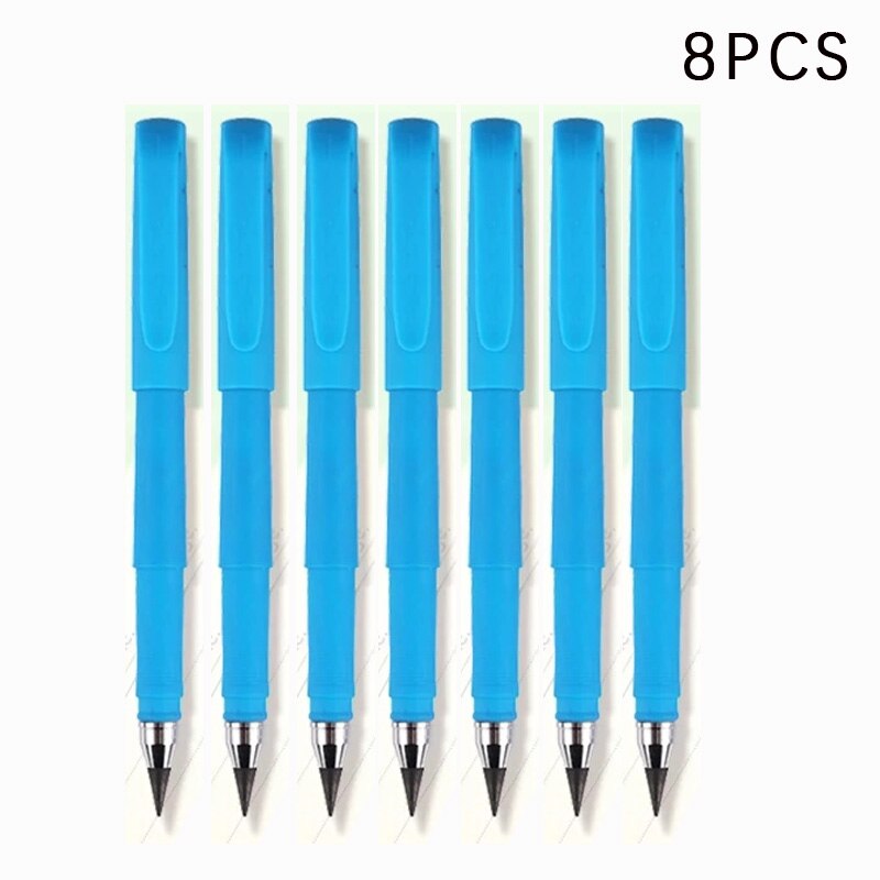 8Pcs Eeuwige Pen Onbeperkt Schrijven Potlood Geen Inkt Pen Uitwisbare Voor Kinderen Tekening School Kantoor Kawaii Briefpapier: 8pcs sky blue